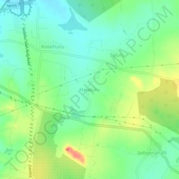 Haraluruの地形図、標高、地勢