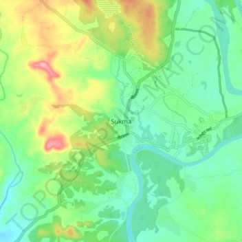 Sukmaの地形図、標高、地勢