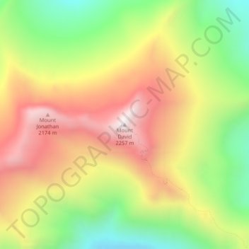 Mount Davidの地形図、標高、地勢
