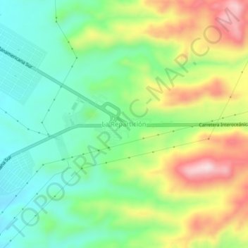La Reparticiónの地形図、標高、地勢