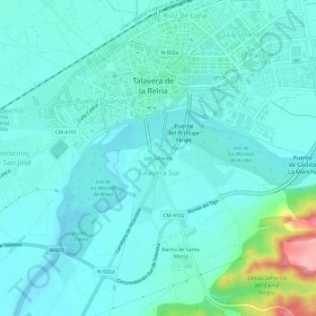Los Sifonesの地形図、標高、地勢