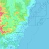コフスハーバーの地形図、標高、地勢