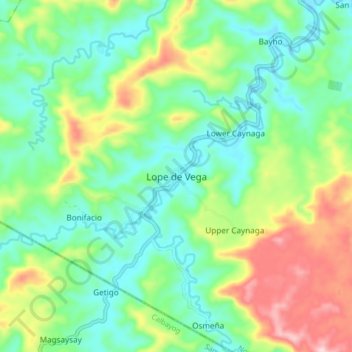 Lope de Vegaの地形図、標高、地勢