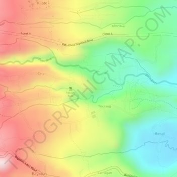Viper's Peakの地形図、標高、地勢