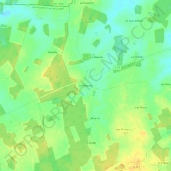 Le Mineroyの地形図、標高、地勢