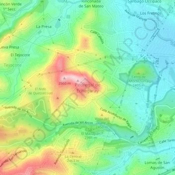Pedregal de Echegarayの地形図、標高、地勢