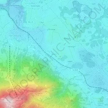 Wankの地形図、標高、地勢