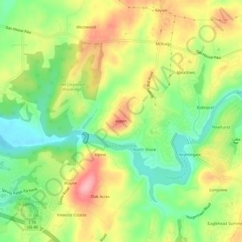 Aspenの地形図、標高、地勢