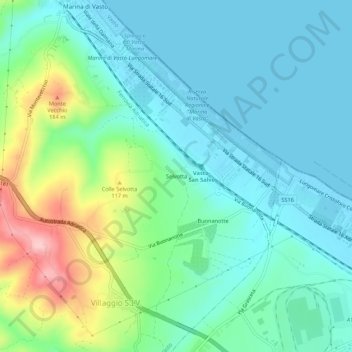 Selvottaの地形図、標高、地勢