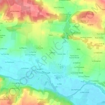 Crémiacの地形図、標高、地勢
