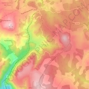 Chapchinesの地形図、標高、地勢