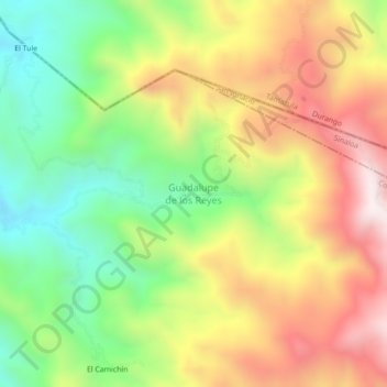 Guadalupe de los Reyesの地形図、標高、地勢
