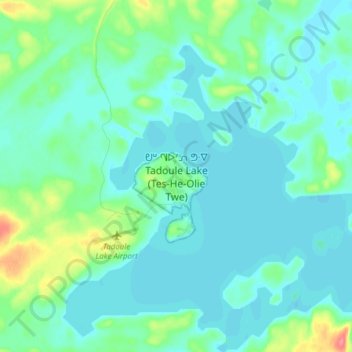 Tadoule Lakeの地形図、標高、地勢