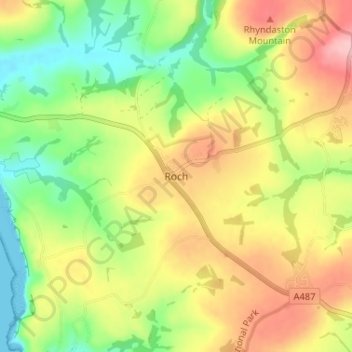 Rochの地形図、標高、地勢