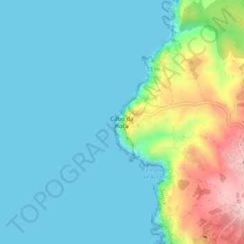 ロカ岬の地形図、標高、地勢
