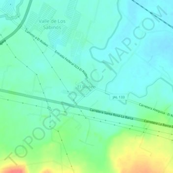 El Rodeoの地形図、標高、地勢