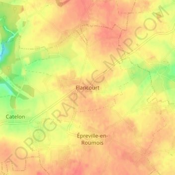Flancourtの地形図、標高、地勢