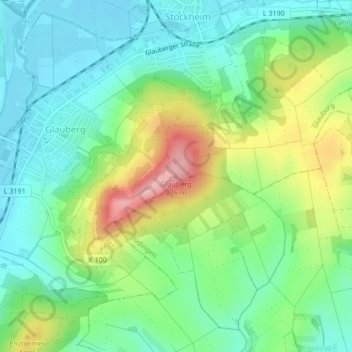 Glaubergの地形図、標高、地勢