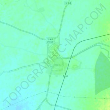 Savliの地形図、標高、地勢
