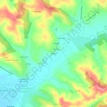 Lantrouの地形図、標高、地勢