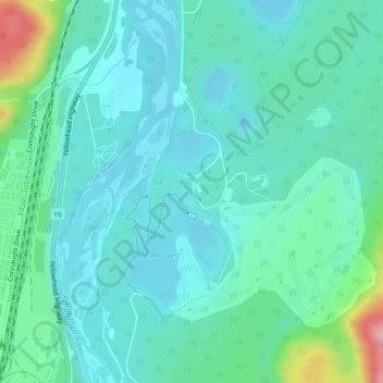 Jasper Park Lodgeの地形図、標高、地勢
