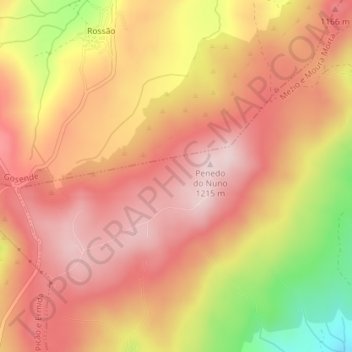 Serra de Bigorneの地形図、標高、地勢