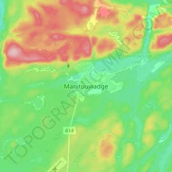 Manitouwadgeの地形図、標高、地勢