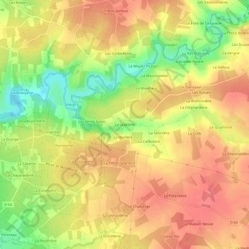 La Guiltièreの地形図、標高、地勢