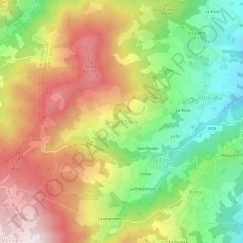 Borra di Silanoの地形図、標高、地勢