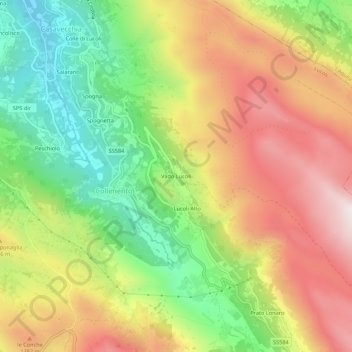 Vado Lucoliの地形図、標高、地勢