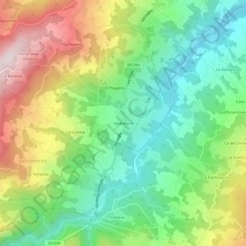 Valdalberoの地形図、標高、地勢