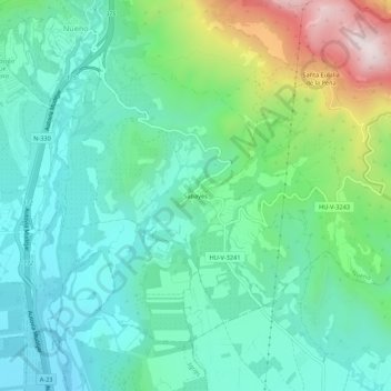 Sabayésの地形図、標高、地勢