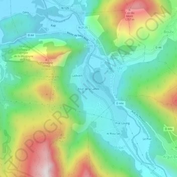 Bout de la Landeの地形図、標高、地勢