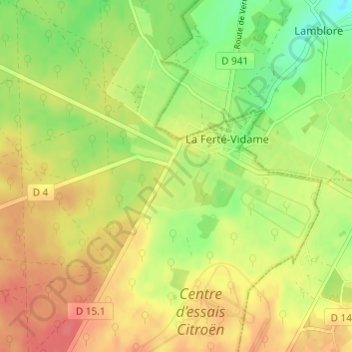 La Vènerieの地形図、標高、地勢