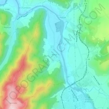 Reilhacの地形図、標高、地勢