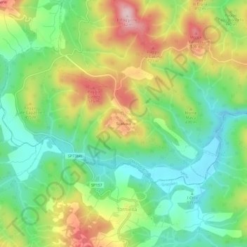 Scalvaiaの地形図、標高、地勢