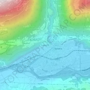 Campoledroの地形図、標高、地勢