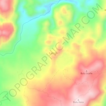 Langiの地形図、標高、地勢