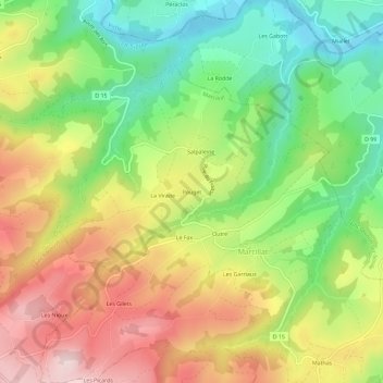 Pougetの地形図、標高、地勢