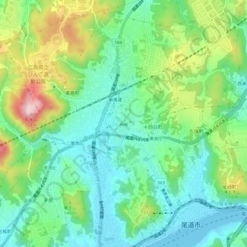 向峠の地形図、標高、地勢