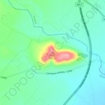 Puigの地形図、標高、地勢