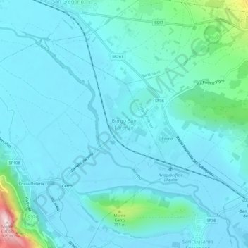 Borgo San Lorenzoの地形図、標高、地勢