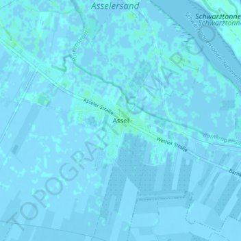 Asselの地形図、標高、地勢