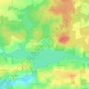 La Bolinièreの地形図、標高、地勢