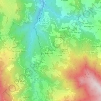 Ca' di Pallerinoの地形図、標高、地勢