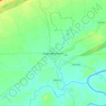 Vijayraghavgarhの地形図、標高、地勢