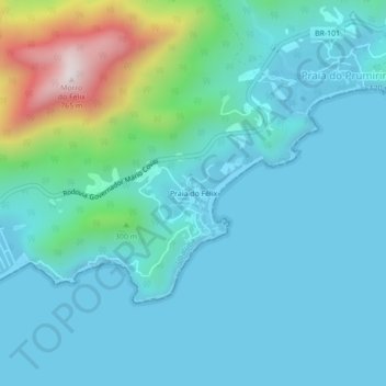Praia do Félixの地形図、標高、地勢