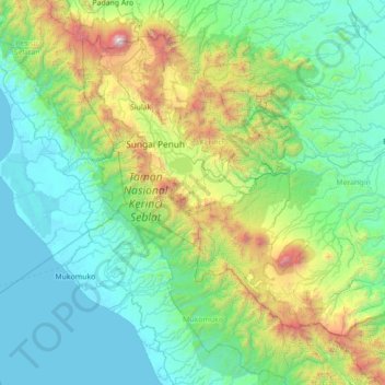 Gunung Rayaの地形図、標高、地勢