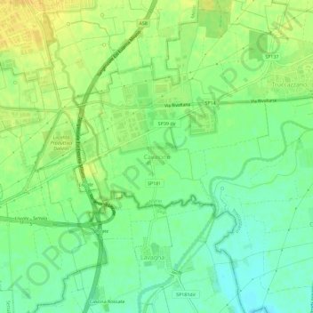 Cavaioneの地形図、標高、地勢