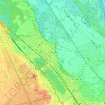 Langenhaeuserの地形図、標高、地勢